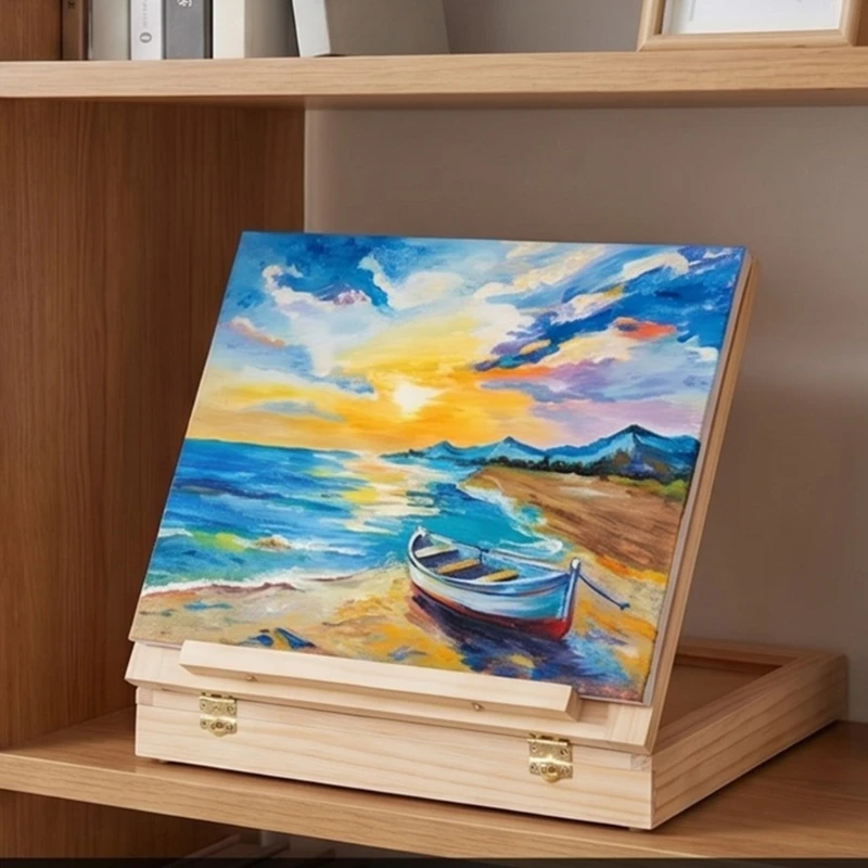 Compacts Foldable Artist Sketching Easel For Artists Brushes And Art Materials Adjustable Height Wooden Painting Easel