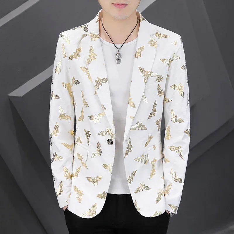 

New styleMen's coat top single item gold plated craft fashion and handsome Korean version slim classic men's casual suit trend