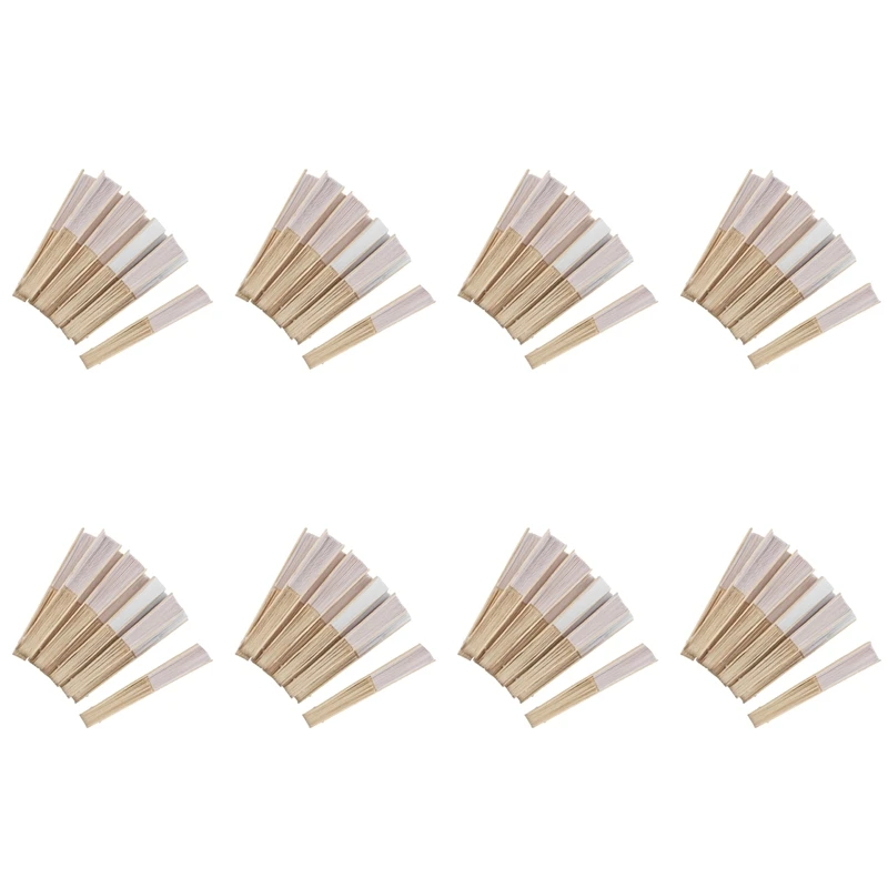 

80 Pcs 21Cm White Color Fabric Hand Fan, Silk Hand Fan Wedding Party Promotion Favor