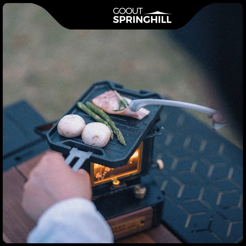 COOUT SPRINGHILL Outdoor Mini Grill Pan Lightweight Camping Portable Spider Oven Grill Pan with Scald Resistant Handles