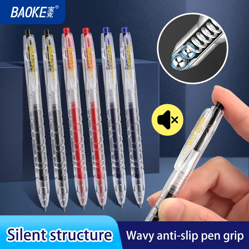 

BAOKE PC1962 0,5 мм ST наконечник выдвижная гелевая чернильная ручка немая ручка с зажимом для ручки водонепроницаемая студенческая экзаменационная ручка офисная ручка