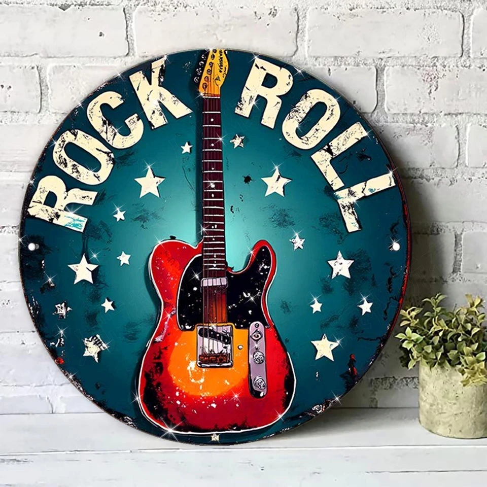 2D Flat, Vintage Rock 'N' Roll Aluminum Metal Wall Art Sign