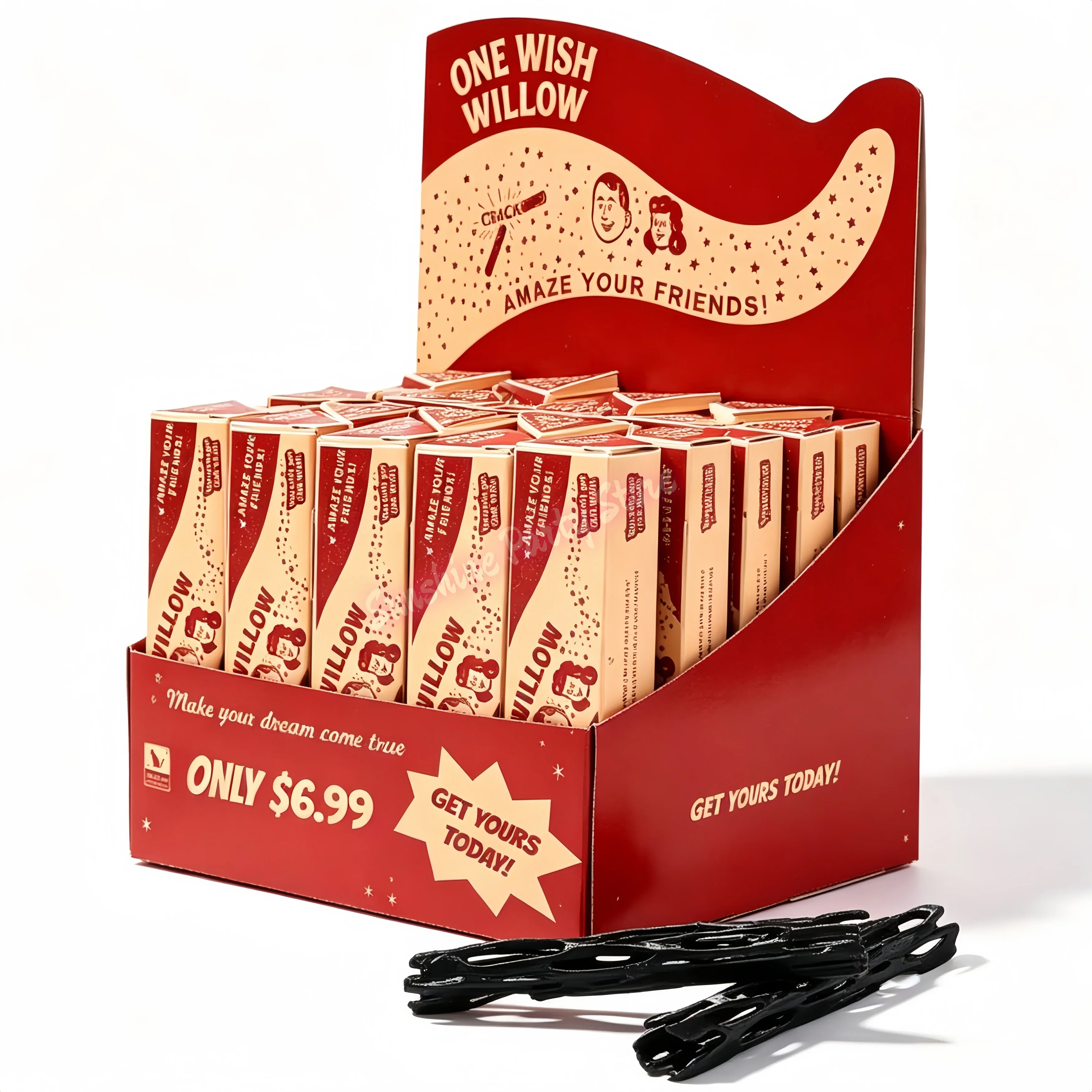 3D-gedruckte „Ein-Wunsch-Weide“ mit Retro-Box, 10 cm, zerbrechlicher Wunschstab, Glückssymbol für Hochzeit, Geburtstag, Weihnachten, Neuheits-Requisite – Detail 2