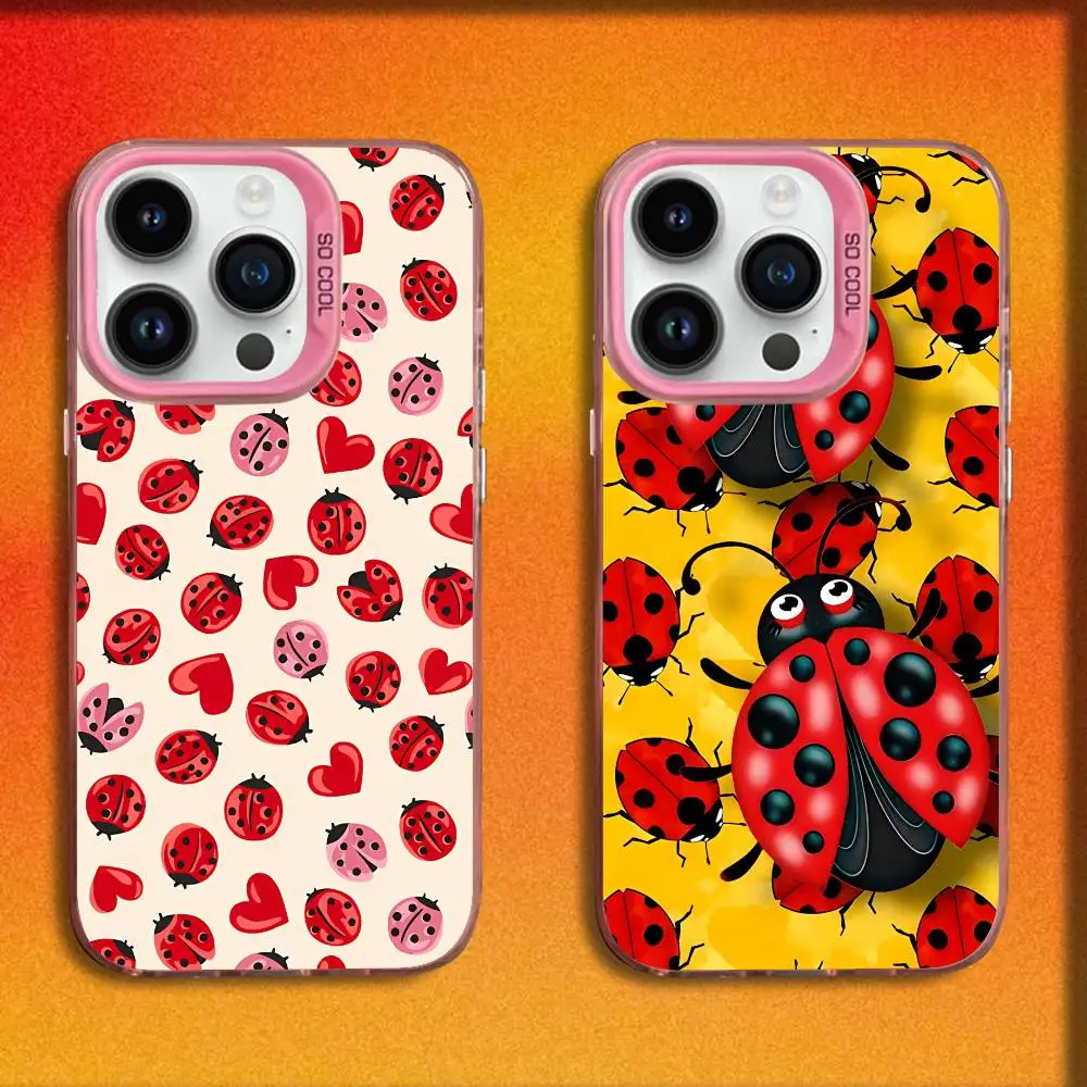 

Insect Seven star ladybug Phone Case For iPhone 17,16,15,14,13,12,11,Pro,Max,Plus,E,SE4,Air,Mini Pink IMD Box