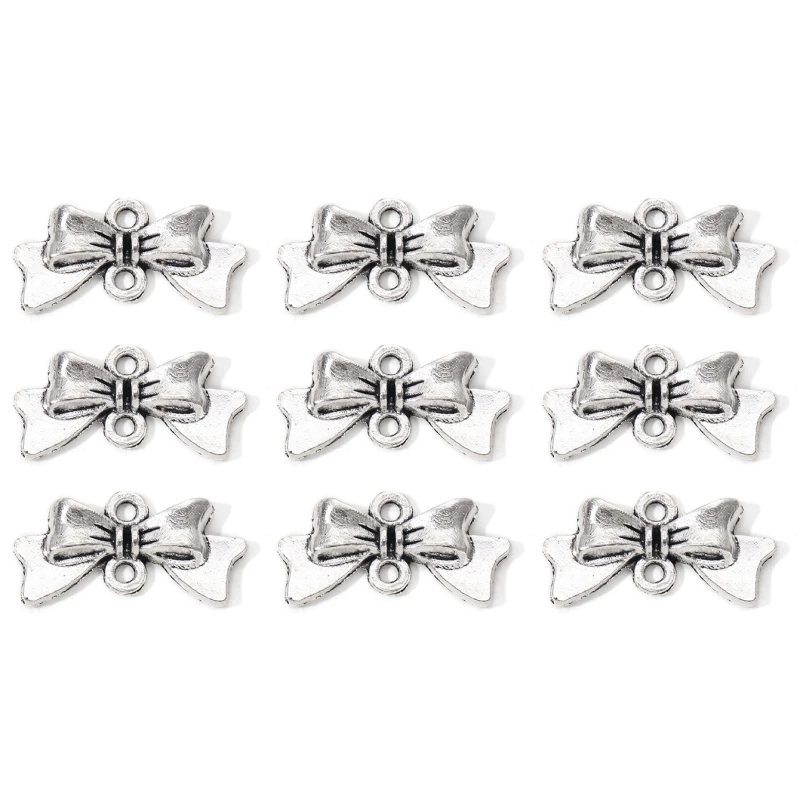 50pcs New Bow Knot Alloy Charms Fahsion Cute Decoration Pendants For Making Handmade DIY Findings Accessories Necklace Jewelry