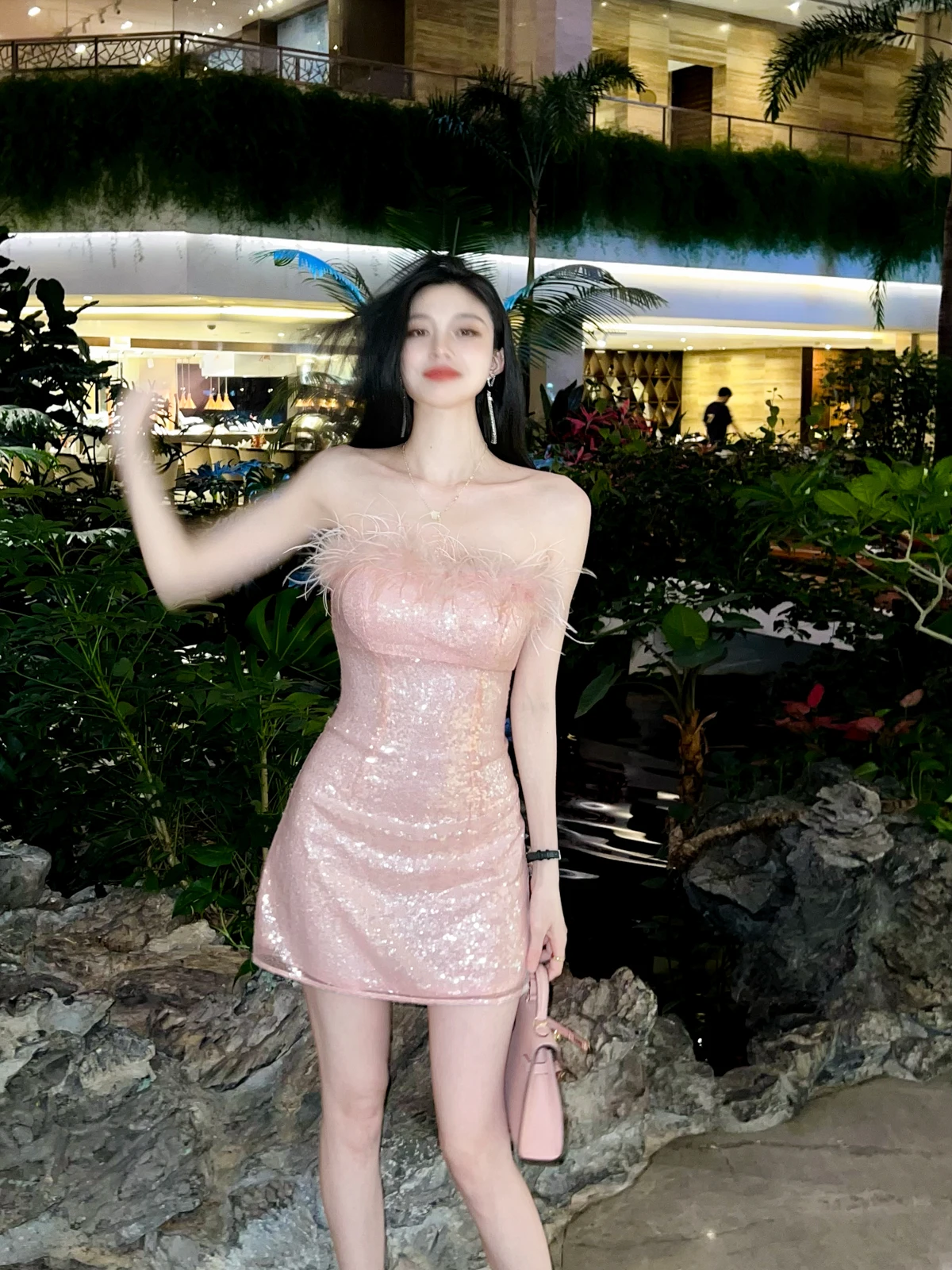 

Розовое короткое платье без бретелек с завышенной талией и А-образным силуэтом для женщин, дизайн Gentlewoman Design Sensation Par Dr