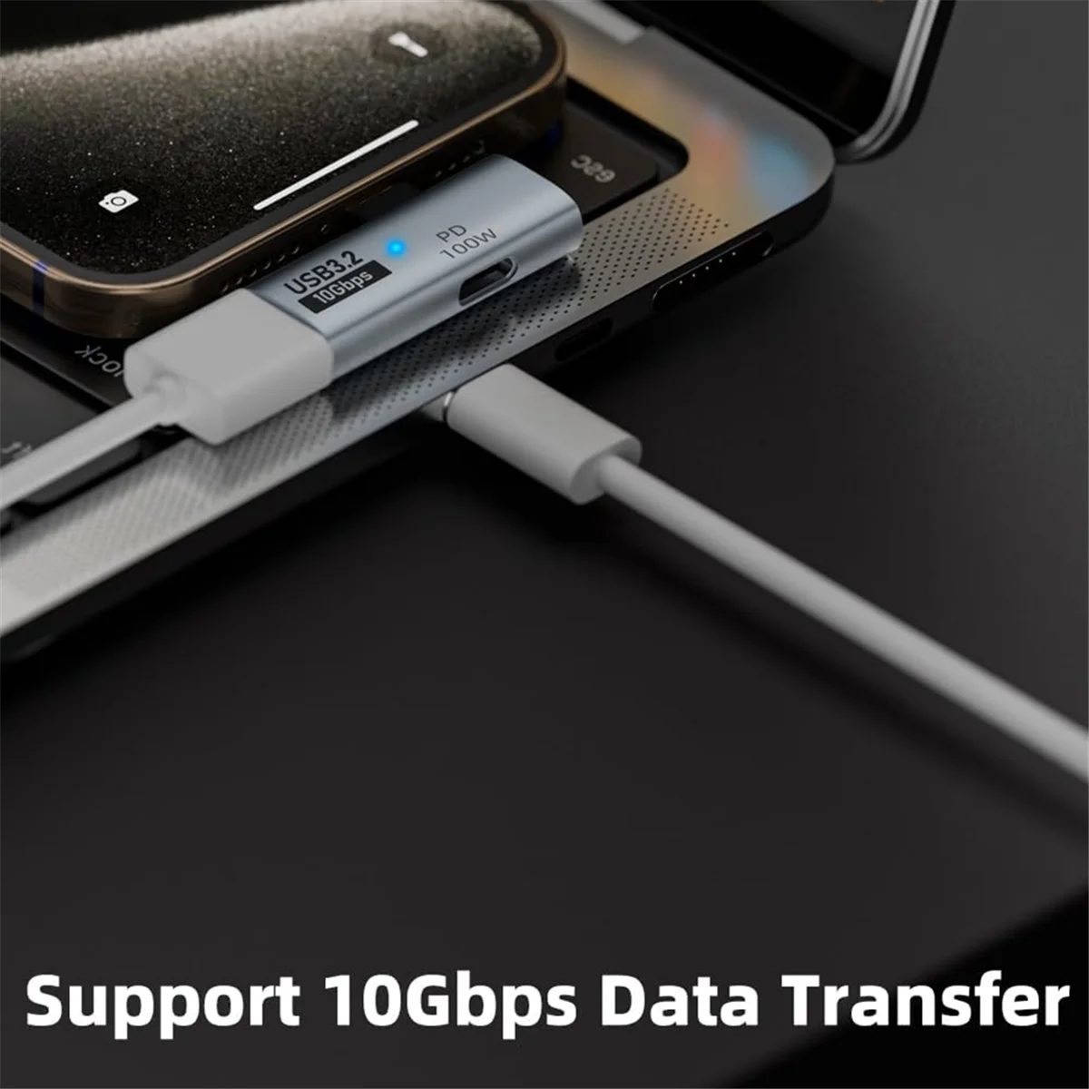 محول AA84 2-In-1 USB C إلى USB 3.2 مع منفذ شحن 100 وات، محول Thunderbolt 4/3 OTG لـ Rog Ally، لسطح البخار، رمادي