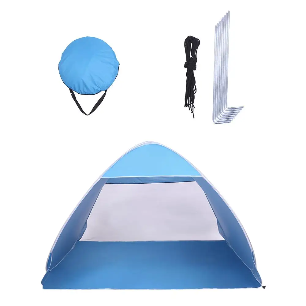 Pop-Up Beach Tent for 2-3 People - Automatic Sun Shelter Umbrella, Fishing & Camping Shade, Portable Blue