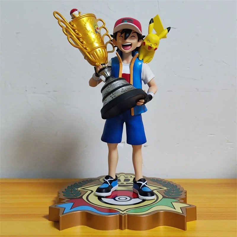 2024 nowy 26cm mistrz Pokemon Pikachu Ash Ketchum Model kreskówki kolekcja modeli z pcv ozdoby na biurko prezenty