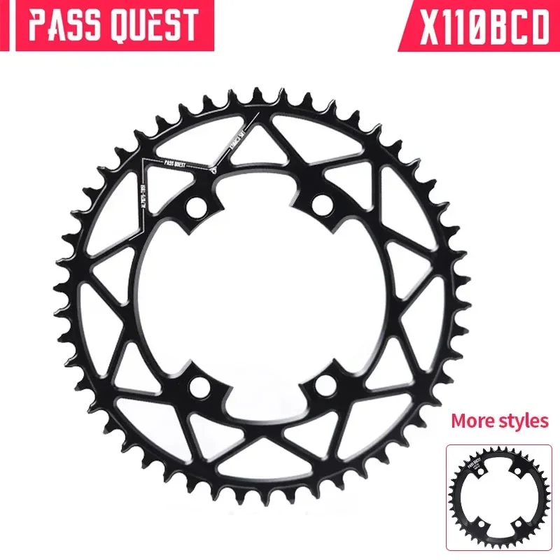 PASS QUEST X110 4claw 110BCD 36T-56T 10-12 Speed Crankset Round OVAL Road Bike Narrow Wide Chainrings Bicycle Accessories