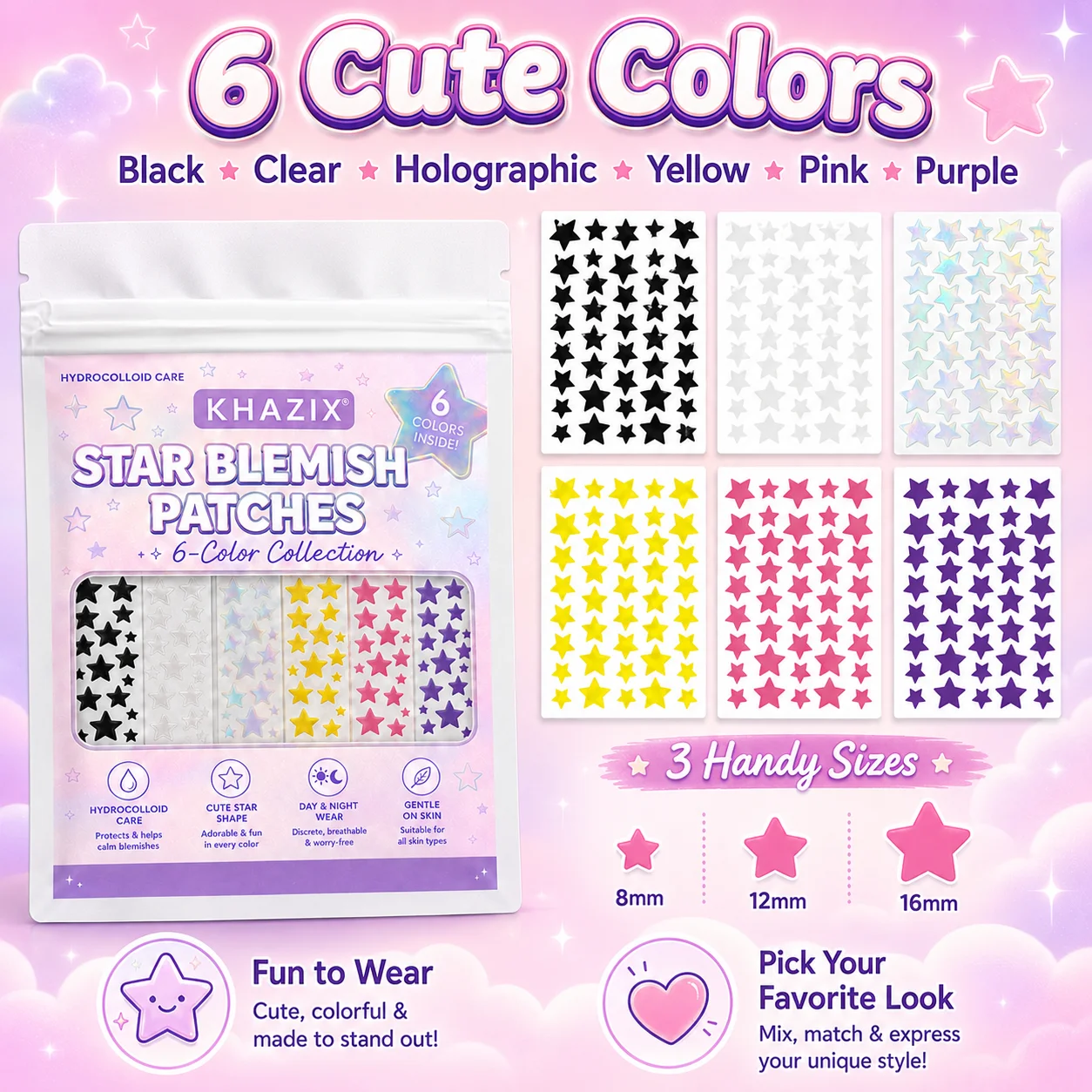 240PCS Star Pimple Patches For Face Hydrocolloid, Absorbing Cover, Tea Tree, Hydrocolloid Acne Patch, Cute Star Pimple view 3