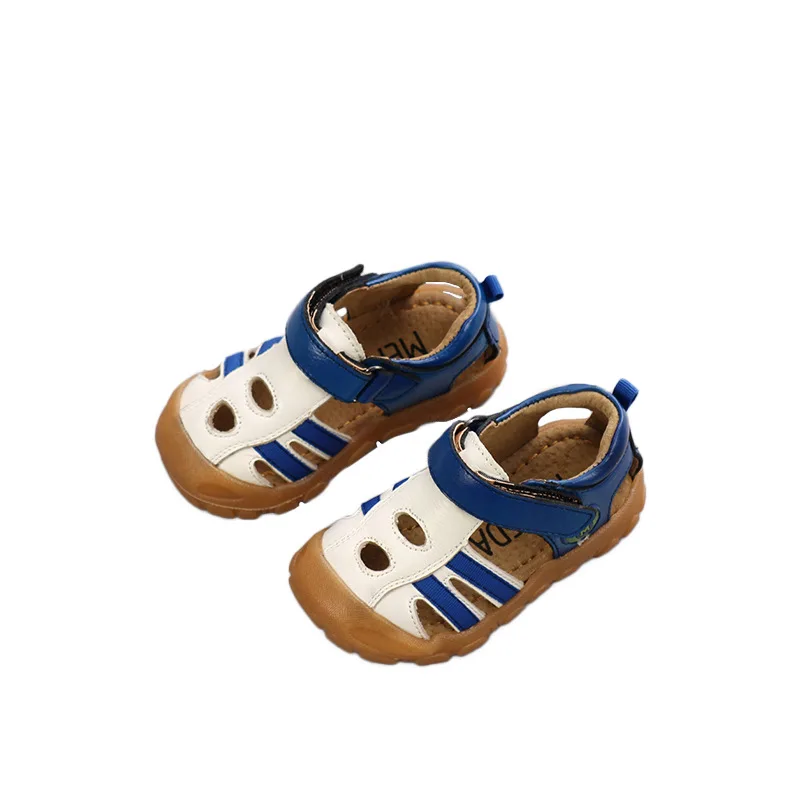 2022 summer new genuine leather children sandals boys beef tendon soft bottom sandals girls baby casual head wrapped beach shoes