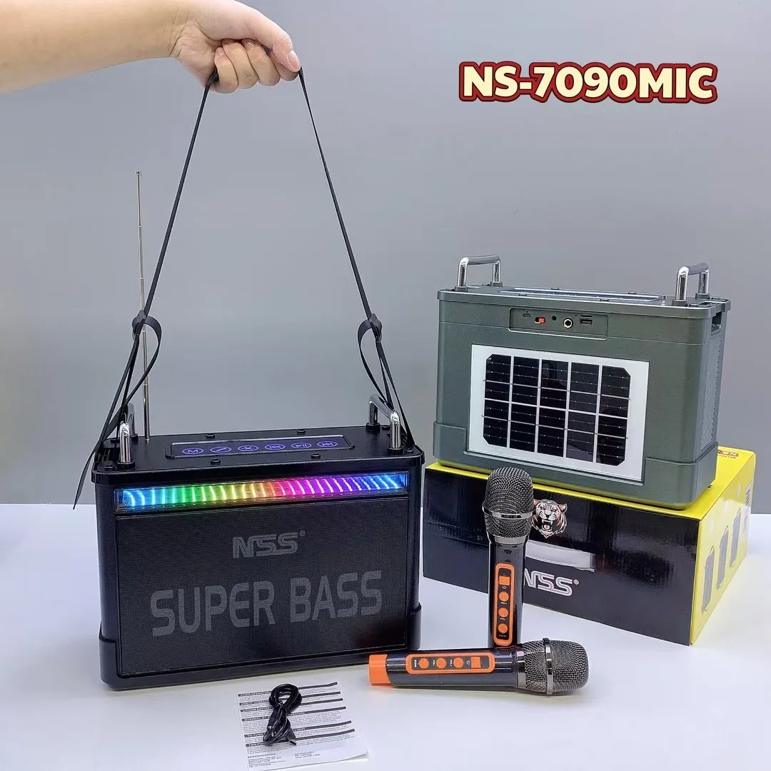

NS-7090Mic Мощный караоке беспроводной Bluetooth солнечное радио портативный уличный динамик