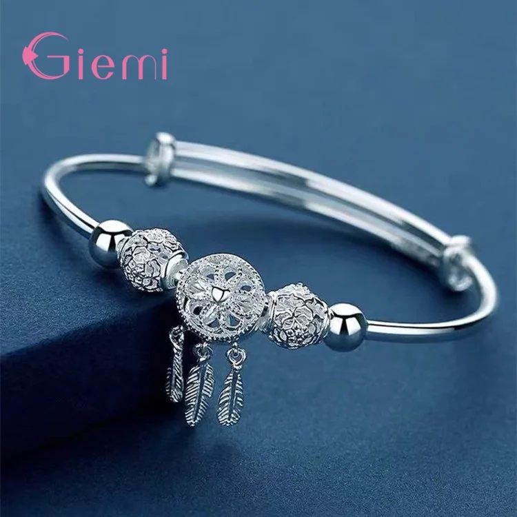 

Mystery 925 Sterling Silver Dream Catcher Feather Tassel Bracelet&Bangles for Women Girls Anniversary Party Jewelry Accessories