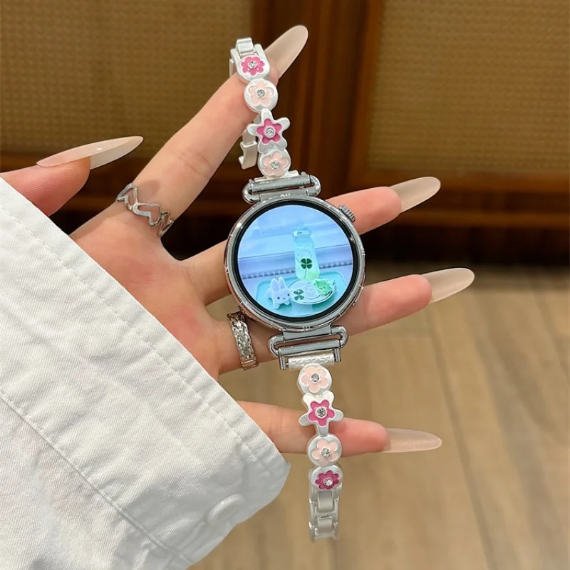 Creative Flower Metal Bracelet Strap Suitable for Huawei GT5/GT5 Pro/GT4/GT2/3/4 22mm/20mm/18mm fashionable strap
