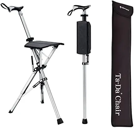 

Ta-Da Chair, Portable Trekking Hiking Pole, Folding Walking Stick with Seat, Walking Cane with Chair, Foldable Chair, Lightweigh