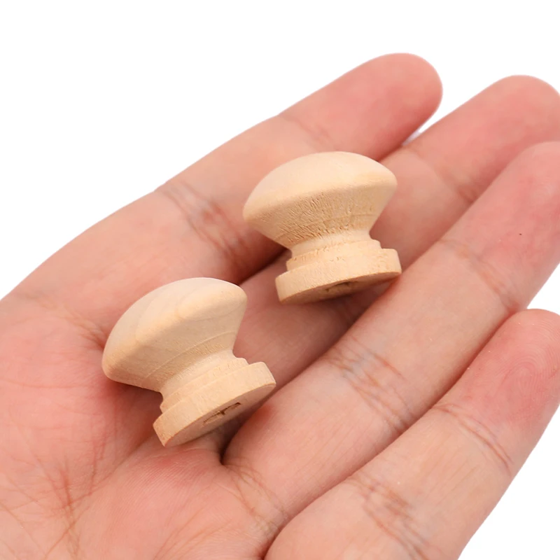 10pcs Natural Wooden Cabinet Drawer Wardrobe Knobs Pull Handles 2.4x2cm Wooden Furniture Hardware Handles