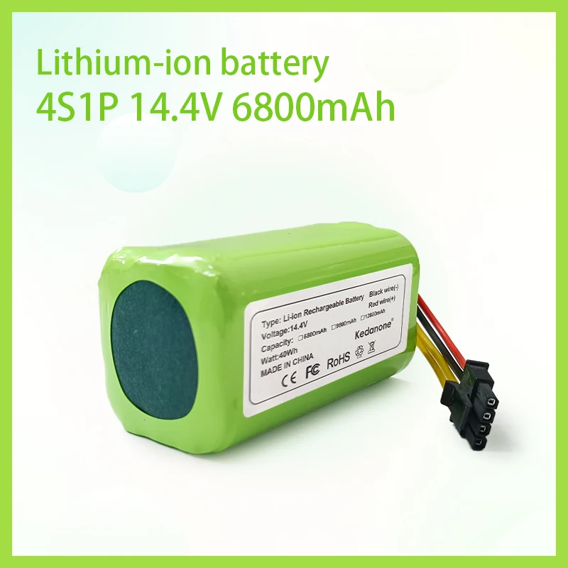 

4S1P 18650 14.4V 6800mAh Lithium Battery,For XIAOMI MIJIA Mi Robot Vacuum-Mop Essential G1 MJSTG1 Rechargeable Li-Ion Battery