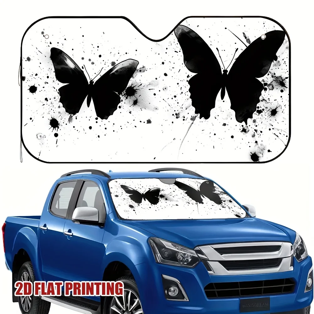 

1pc Black Butterflies In Flight Car Sun Visor - Fit For All Vehicles, Durable & Stylish Sunshade For Car Owners, Keeps The Car C