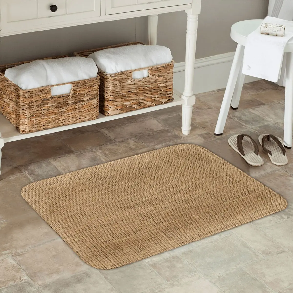 Braided Rattan Wood Wicker Non-slip Doormat Floor Mat Absorbent Mat Carpet Rug for Kitchen Entrance Home Balcony Footpad Mats