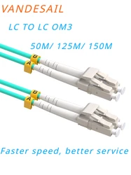 Vandesail LC LC OM3 Fiber Cable | 50m Outdoor Internet Patch Cable, Duplex Multimode, LSZH Jacket, 150m, 125m, 1 Piece