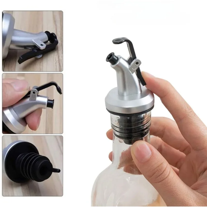 Oil Bottle Pour Spout Dispenser Stainless Steel No Drip Bottle Stopper Olive Oil Vinegar Liquor Wine Pourer Spout Kitchen Tool