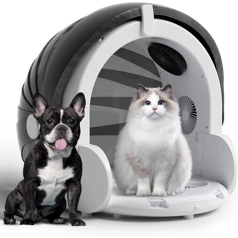 2026 Foldable Pet Dryer Box with 8 Fans, 360° Airflow & Temp Control for Fast Drying, 4-Speed & Timer, 60L Quiet & Safe