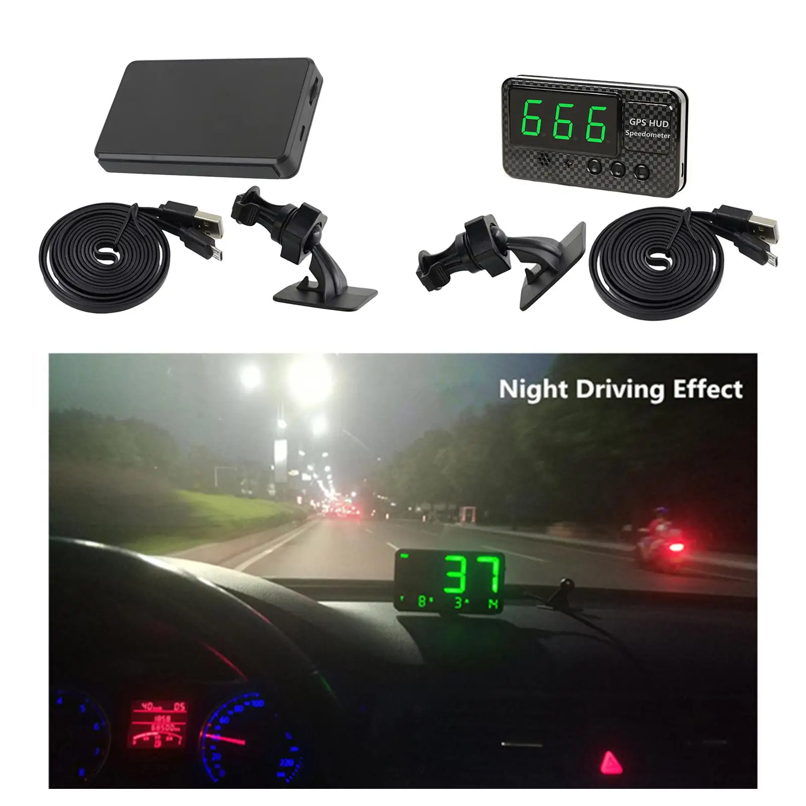 

Digital GPS Speedometer Overspeed Alarm HUD Display Vehicles Green Numbers PH km/ Styling