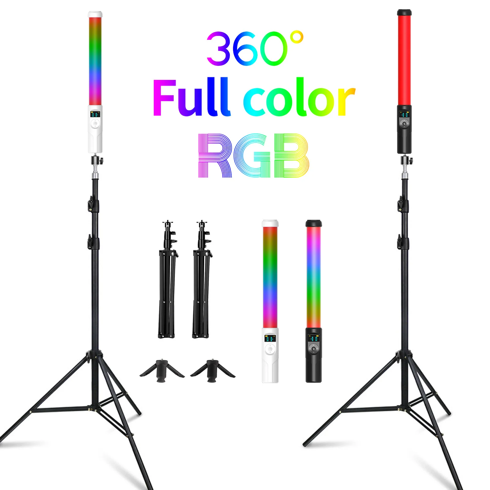 RGB Light Stick Party Colorful Flash Speedlight LED Lamp Fill Light Handheld  Photography Video Lighting Wand With Tripod Stand