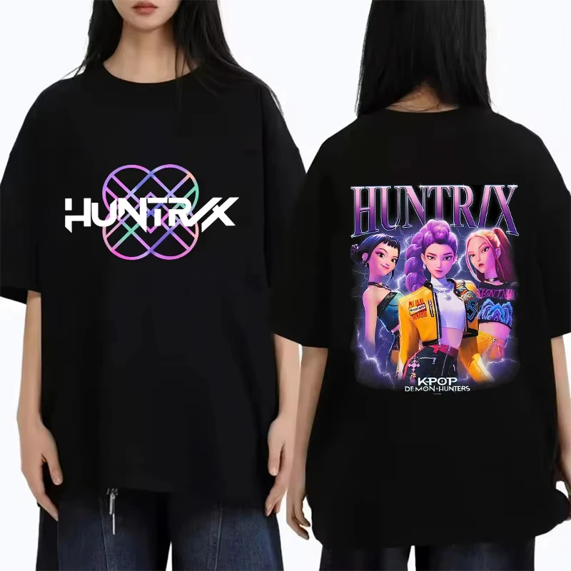 تيشيرتات عصرية KPop Demon Hunters Huntrix للنساء 2025 تيشيرتات بأكمام قصيرة ونمط الفيلم Y2K ملابس علوية كبيرة الحجم للشارع