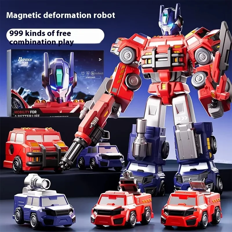 

2025 New Children's Magnetic Assembly Deformable Car Robot Puzzle Toy Festival Gift Action Model Boy's Car