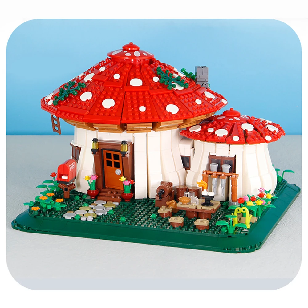 

Knew Built Fairy tale themed mushroom house mini block toy: perfect gift for children to improve their hands-on ability