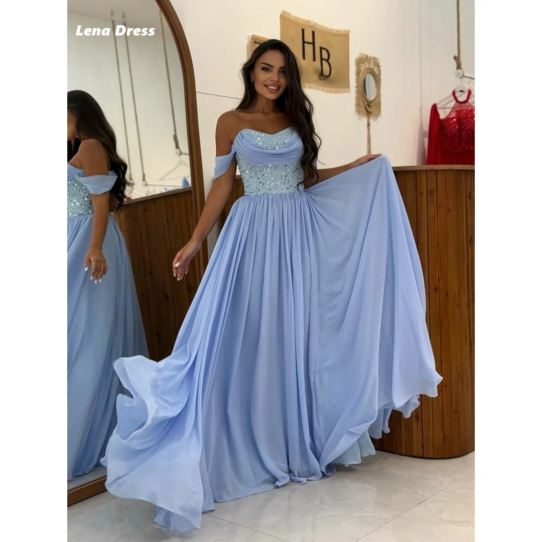 

Lena Chiffon Evening Dresses Woman Elegant Party Dresses for Women Luxury Women Evening Dress Off-shoulder Custom Made Shiny