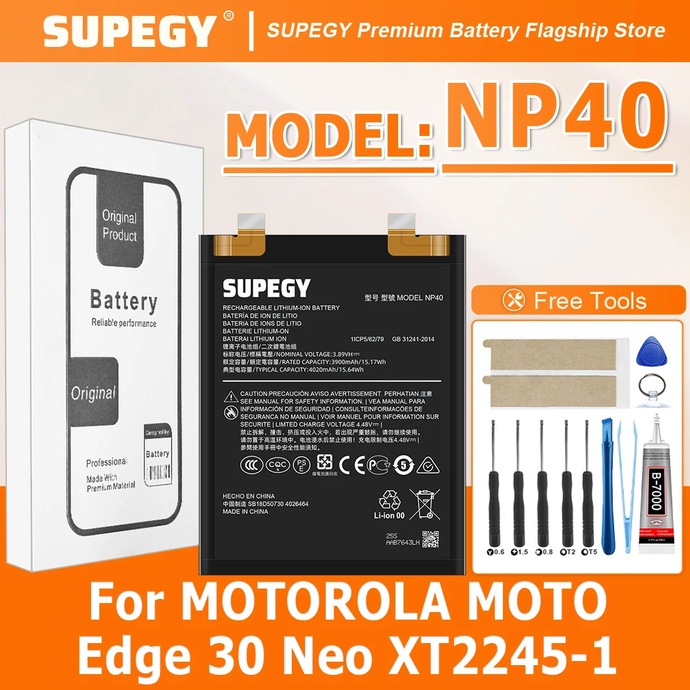 

100% New High Quality NP40 Battery For MOTOROLA MOTO EDGE 30 Neo/edge 30 neo/XT2245-1 Replacement Battery Bateria+Free Tools