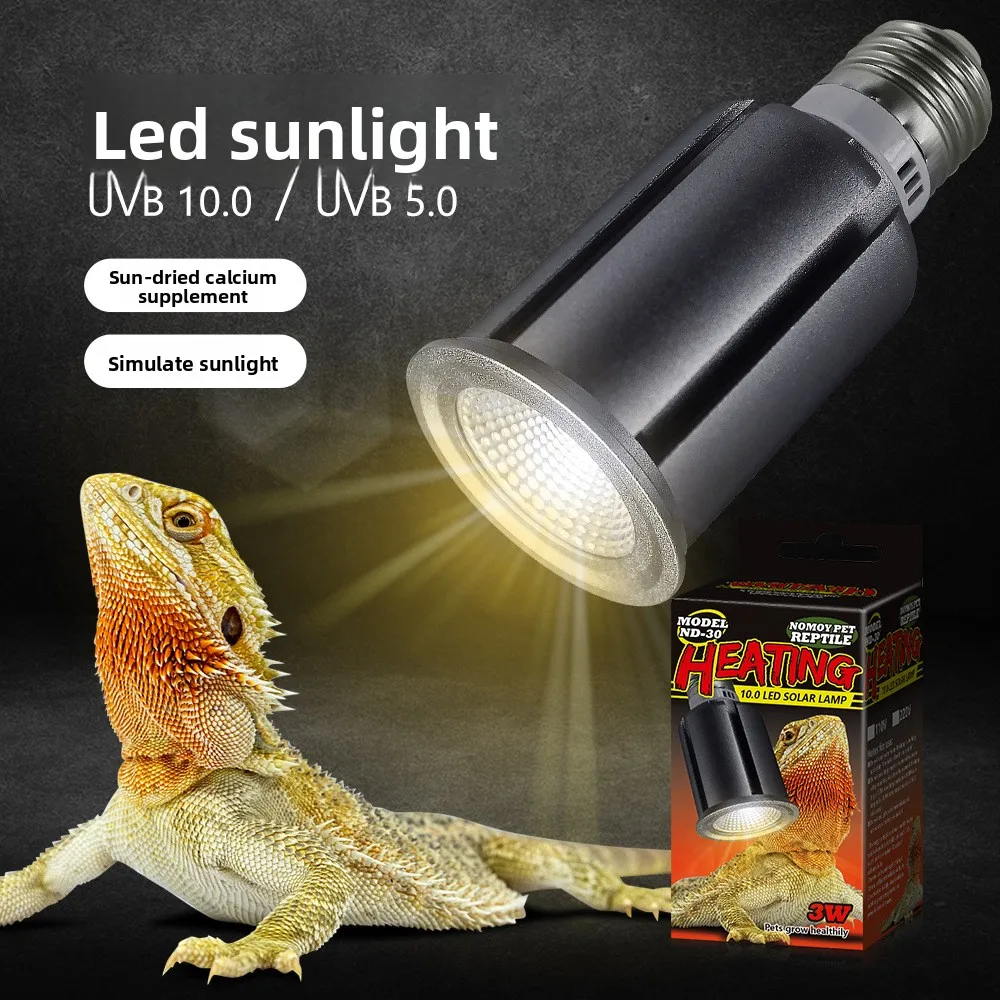 

NOMOY Reptile LED Sun Lamp - UVA + UVB Calcium Boost Light for Bearded Dragons & Turtles - Full Spectrum Basking Bulb with Heat