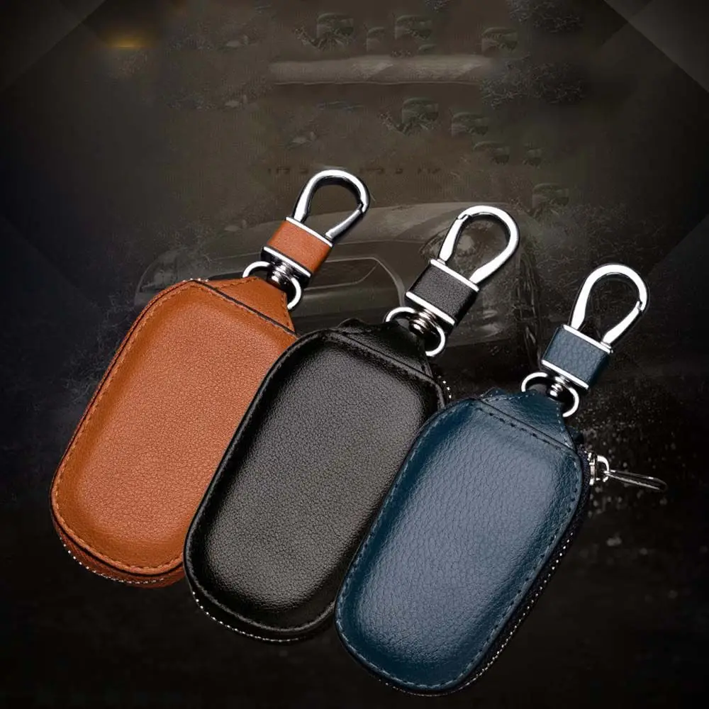 

Portable With Keyring Keychain Covers PU Leather Key Bag Case Zipper Key Case Bag Keys Organizer Car Key Wallets Car Key Case