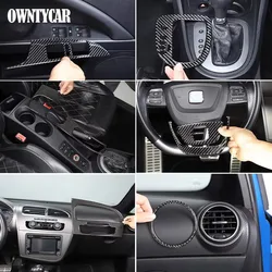 Soft Carbon Fiber For Seat Leon 2008-2012 Interior Kit Car Dashboard Console Gear Shift Panel Decoration Cover Trim Stickers