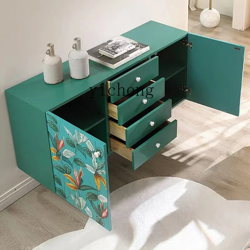 i10.10--Light Luxury Solid Wood Entrance Cabinet Living Room Curio Cabinet Partition Storage Shoe Cabinet