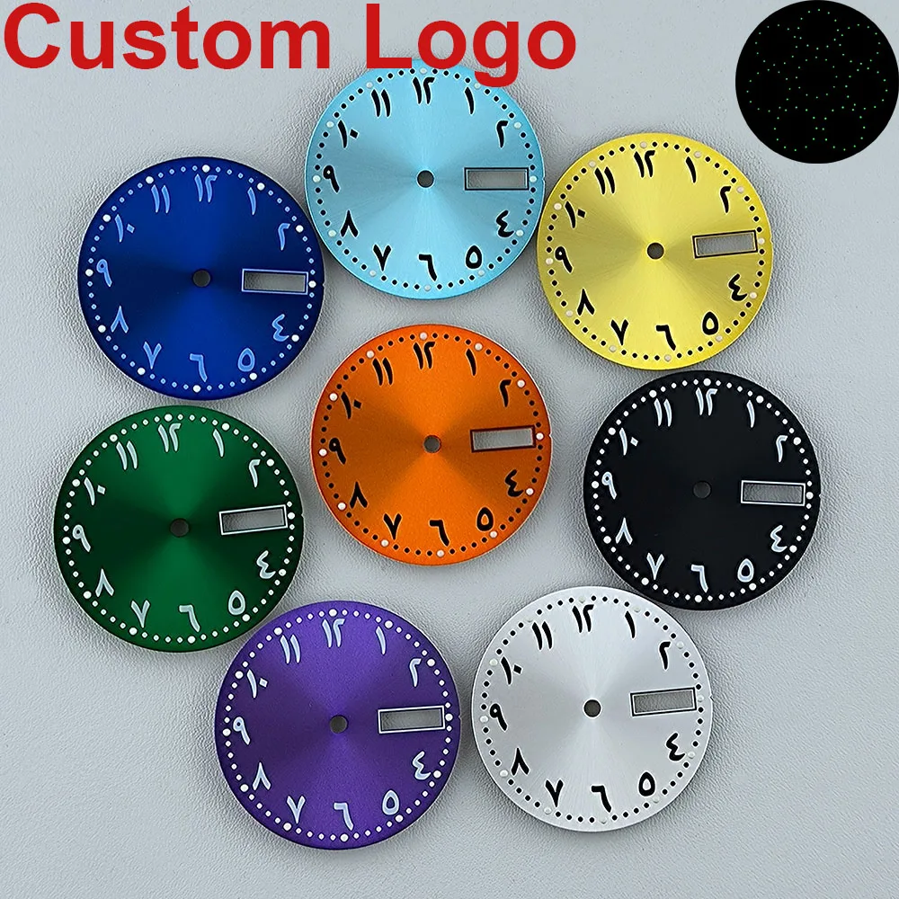 Watch Dial N H36 Dial Watch dial Arabic Numeral Dial Custom logo Dial Green Luminous dial Fit N H36 movement watch accessories