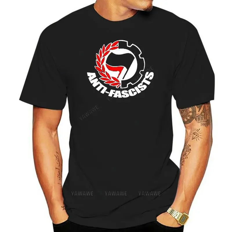 Mens brand fashion tshirts Summer Tee-shirts Anti-fascists unisex O-neck short sleeve black male casual T shirt Adult cotton tee