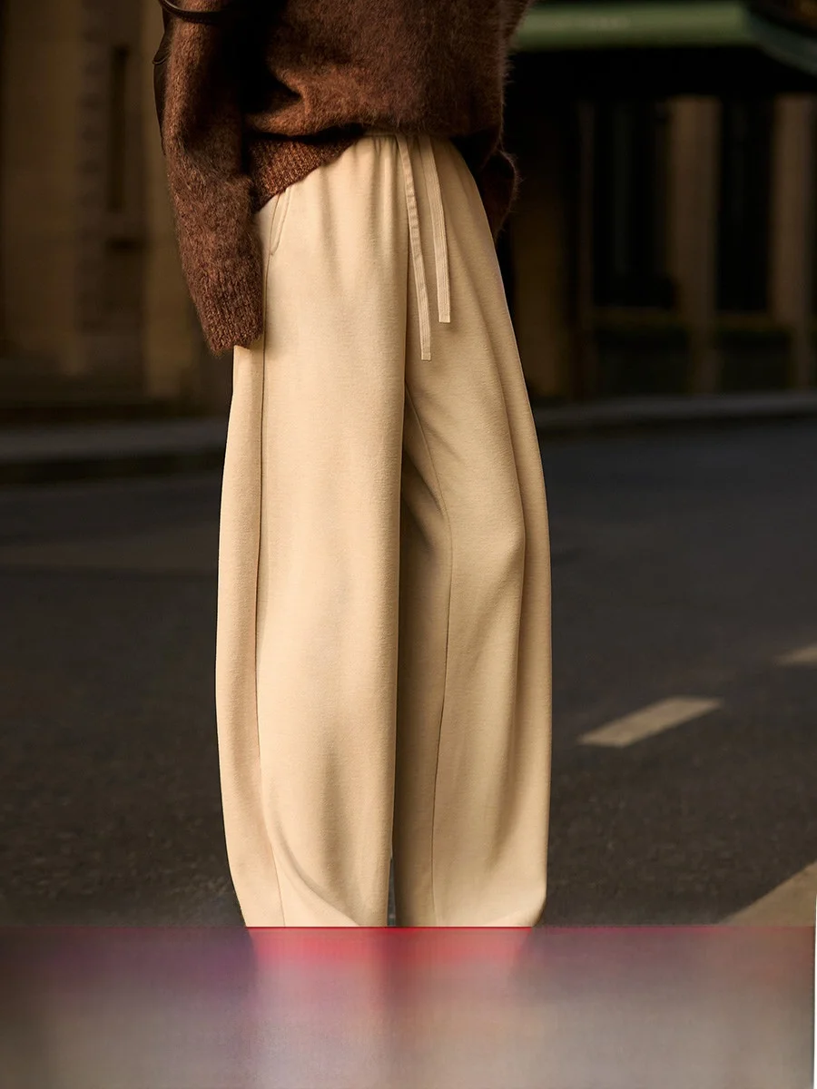 

Повседневные брюки Xhange свободного кроя с эластичным поясом и шнурком, прямые, удобные, мягкие, новые, 26 размер, женская мода