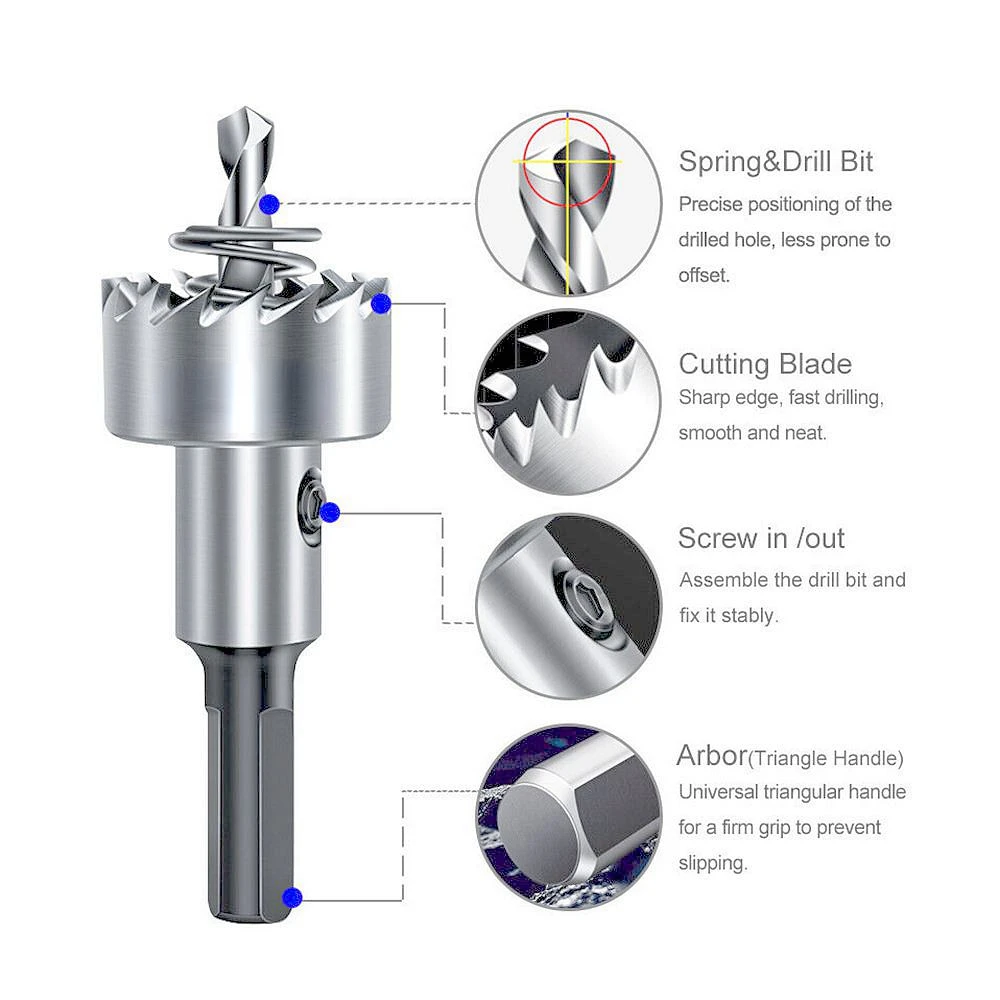 Binoax 32 Size Carbide Tip HSS Drill Bit Hole Saw Set With Box Stainless Steel Metal Alloy for Woodworking Tools 12-70mm