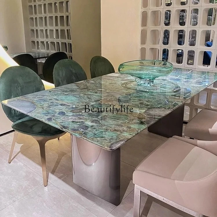 

ls 27 Natural emerald luxury stone home marble dining table Italian minimalist