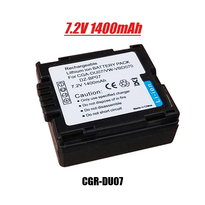 Bateria de Câmera CGR-DU07 7.2V 1400mAh, para Panasonic NV-GS200B NV-GS200EG-S NV-GS200K NV-GS21
