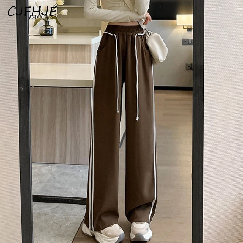 

CJFHJE Women's Clothing Spring Trendy High Street Harajuku Y2K Pants Casual Sports Joggers Straight Trousers Wide Leg Sweatpants