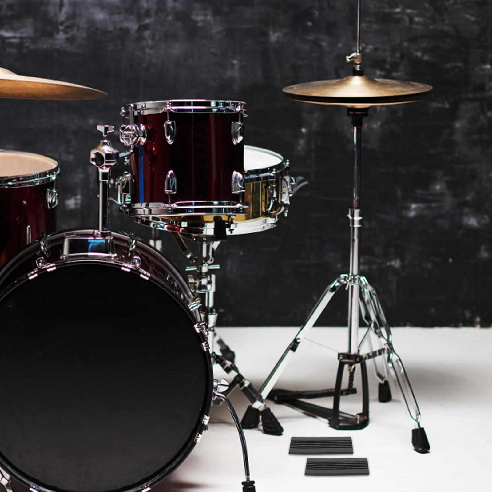

Drum Set Double Bass Pedal Non-slip Rubber Pad Hoop Protector Muffler Drums Kick