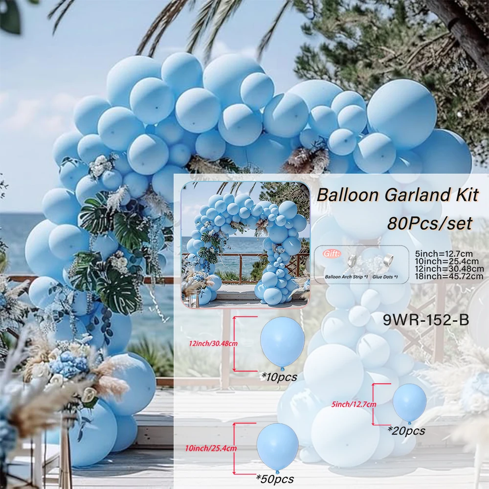 بالونات زرقاء على الطراز البوهيمي لتزيين الحفلات ، 80 ، متوفرة بأحجام مختلفة ، للجنسين ، وعيد الميلاد ، ودش الطفل ، وحفلات الزفاف