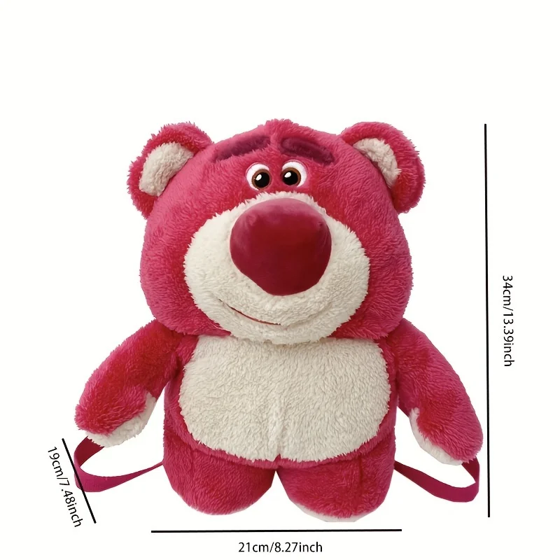 1pc Disney Lotso Cartoon Backpack Cute Sweet Plush Doll Casual Backpack Strawberry Bear Doll Girl Bag