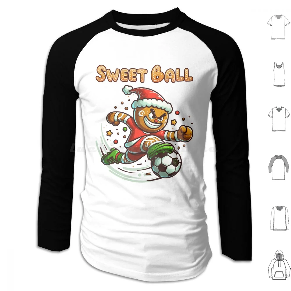 

Рождественский футбол-пряничный футбол Толстовки с длинным рукавом Футбол Рождественский футбол Забавный день рождения Рождество Спорт Спорт