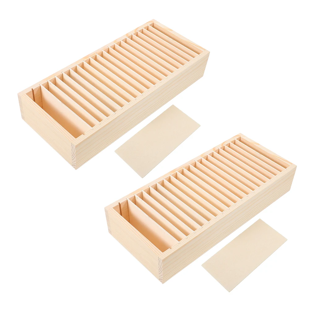 

2pcs Detachable Wooden Card Storage Box Business Cards Office Desktop Organizer Multicompartment Jewelry Accessories Holder